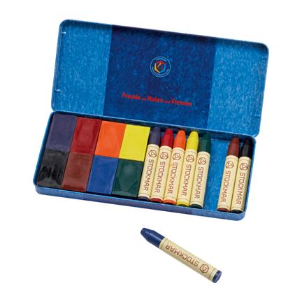 Stockmar Wax Crayons - 8 blocks + 8 crayons in Tin Case