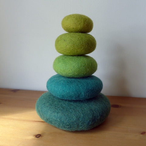 Green Felted Stacking Stones