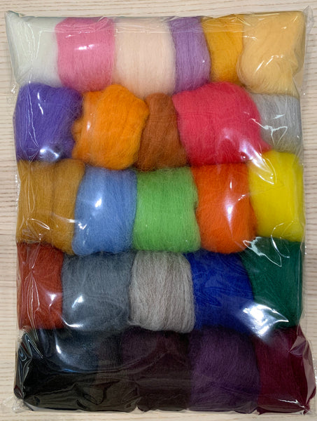 Ashford Corriedale Wool Roving COMBO (26 colors, 10g each)