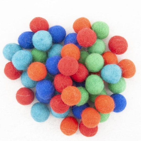 Pure Wool Felted beads (10 pieces - Assorted Colors)