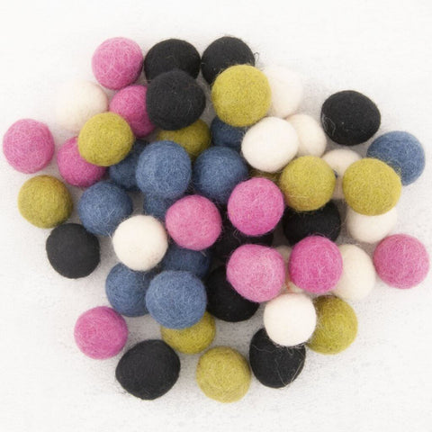 Pure Wool Felted beads (10 pieces - Assorted Colors)